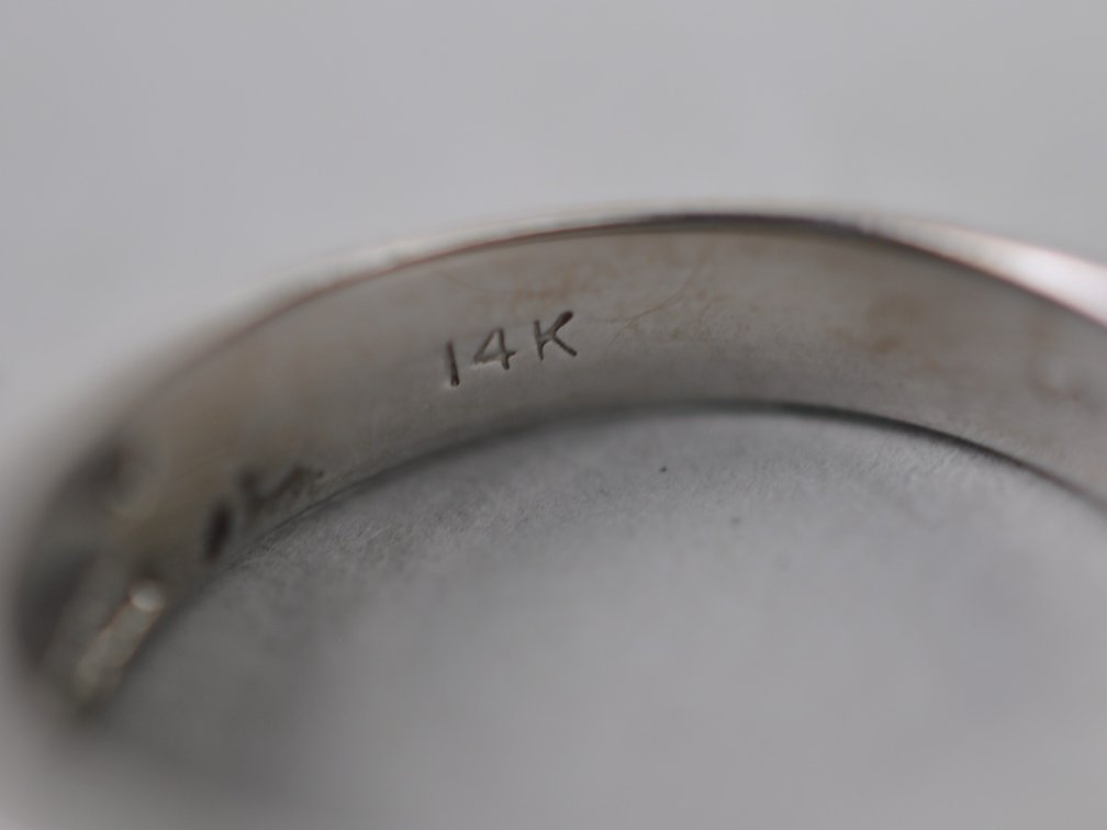 14K White Gold 3-Row Diamond Band Ring