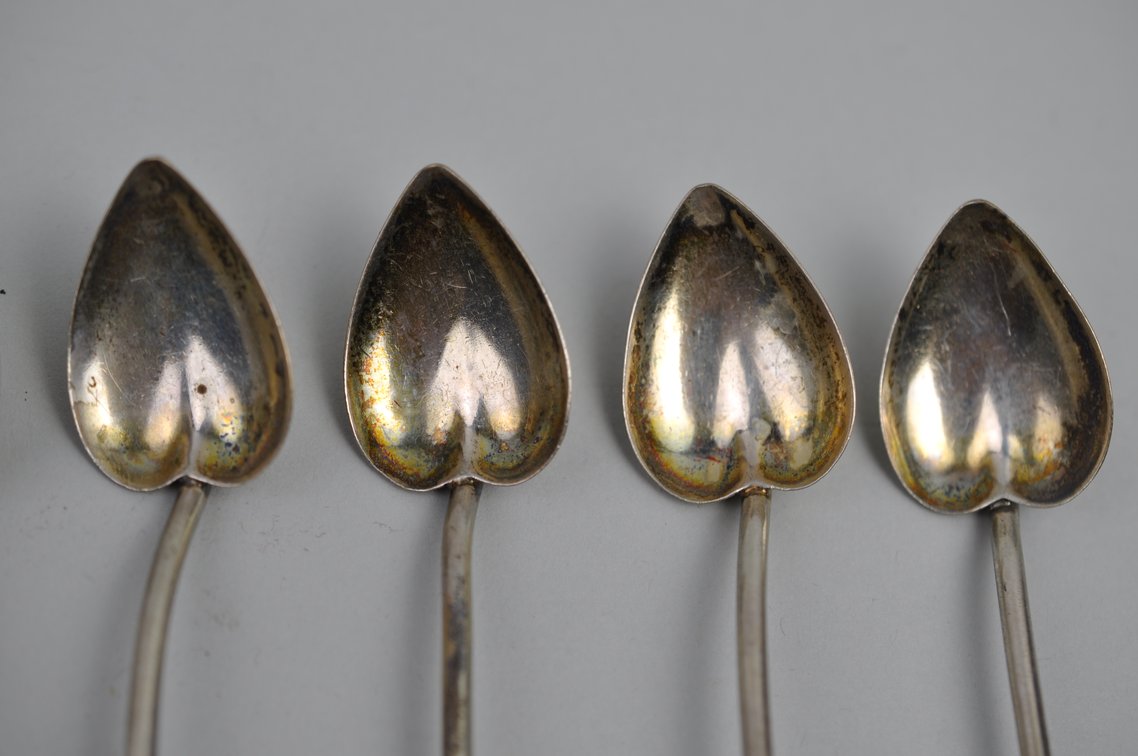Sterling Silver Heart Straws Stirrer Spoons