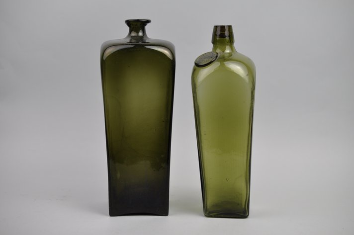 Green Square Glass Gin Bottles