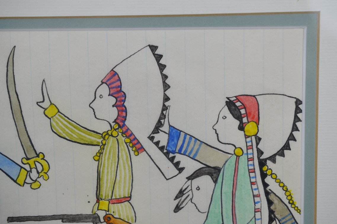 1918 Indian Ledger Art by Ballard Red Dog