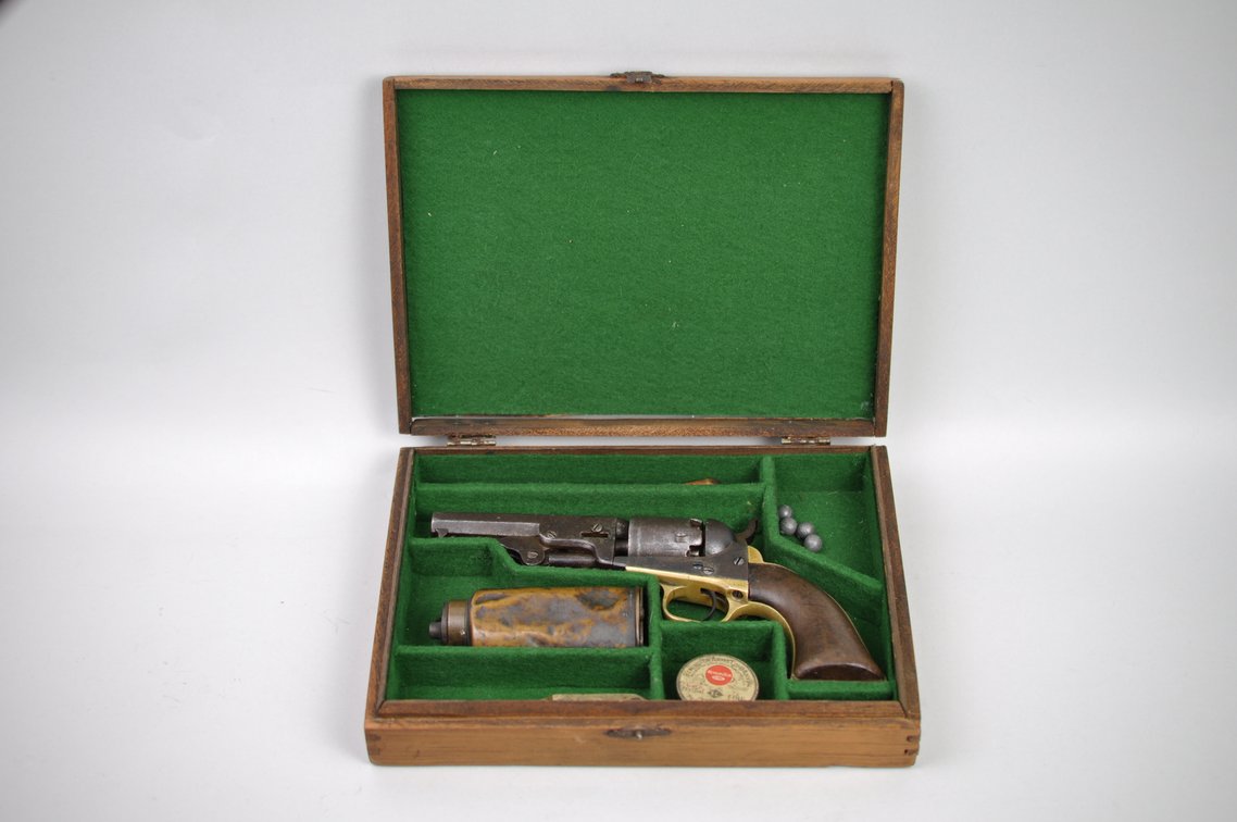 Colt Model 1849 Pocket Revolver, Case, Bullet Kit