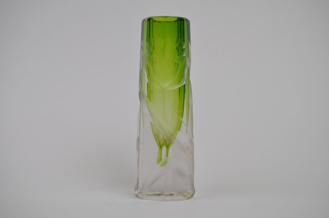 Moser Karlsbad Intaglio Cut Floral Vase