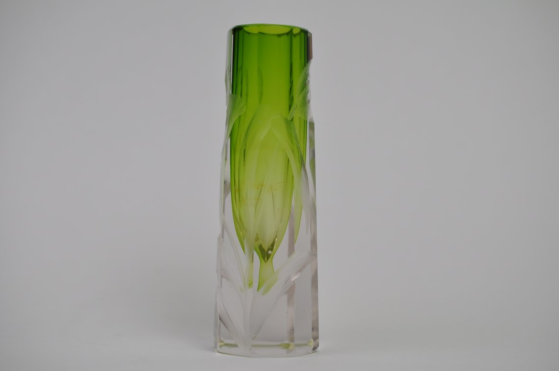 Moser Karlsbad Intaglio Cut Floral Vase