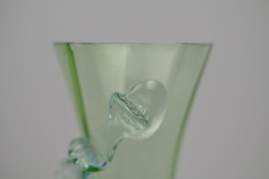 Uranium Art Glass Vine Wrapped Vase