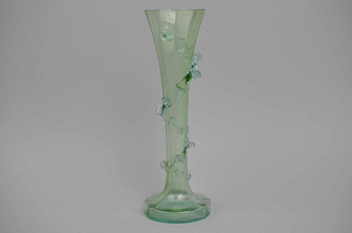 Uranium Art Glass Vine Wrapped Vase