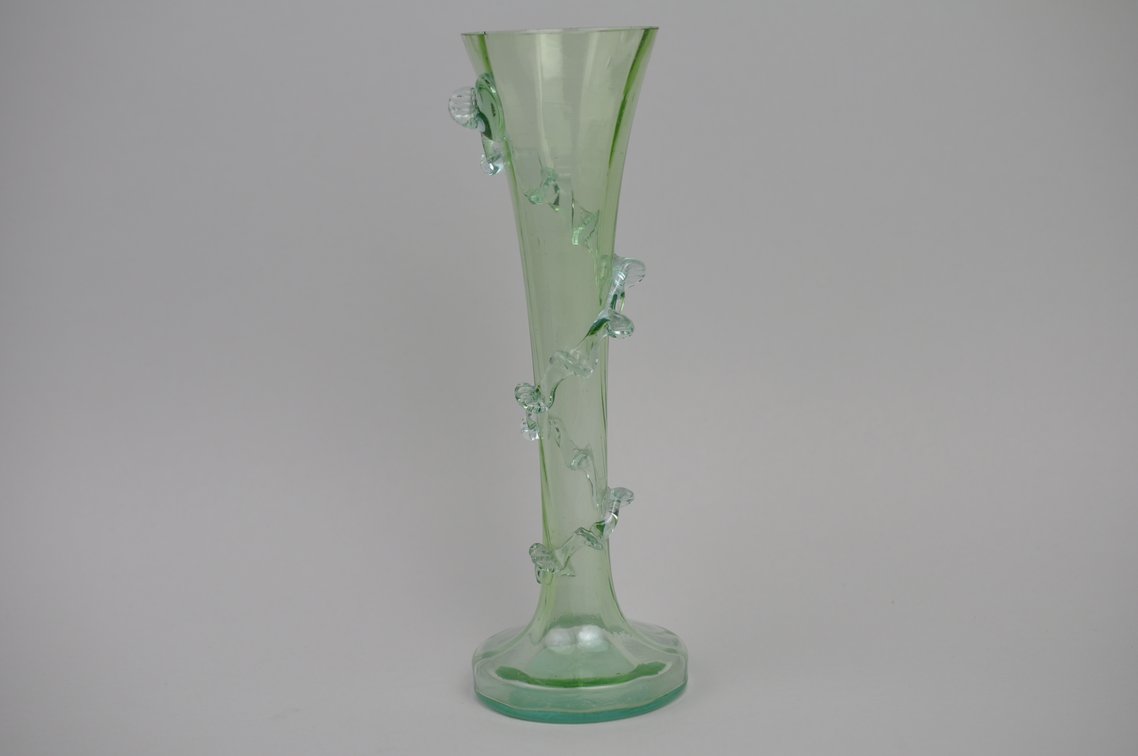 Uranium Art Glass Vine Wrapped Vase