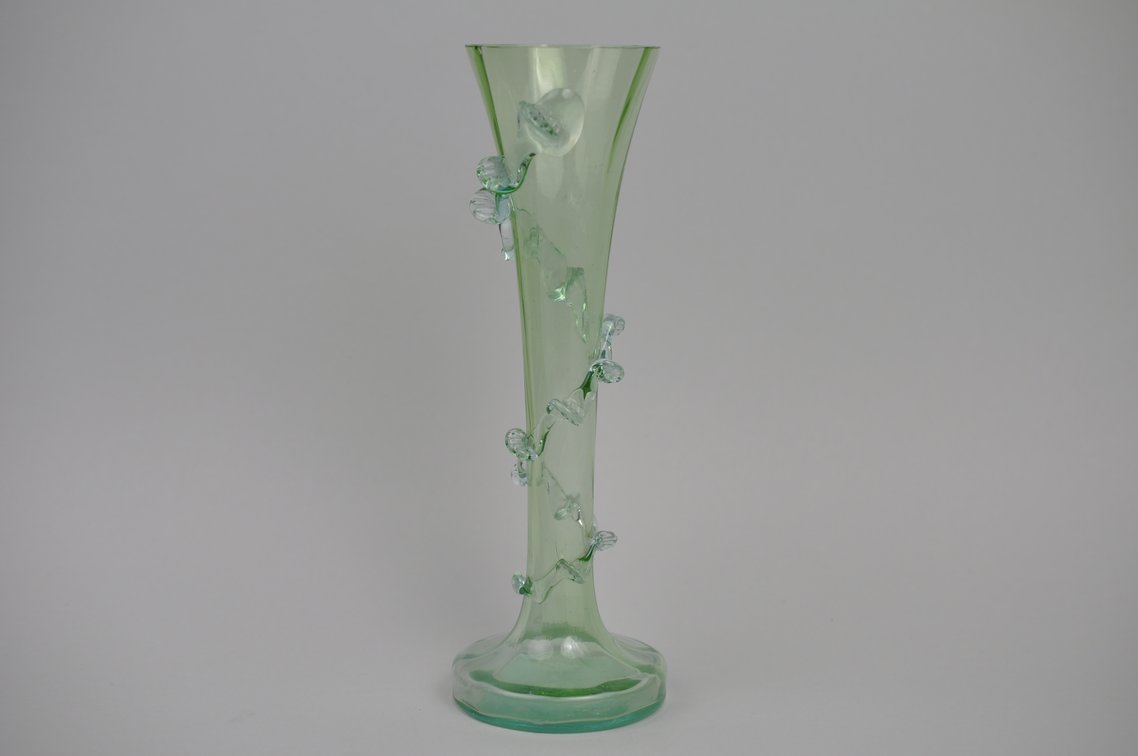 Uranium Art Glass Vine Wrapped Vase