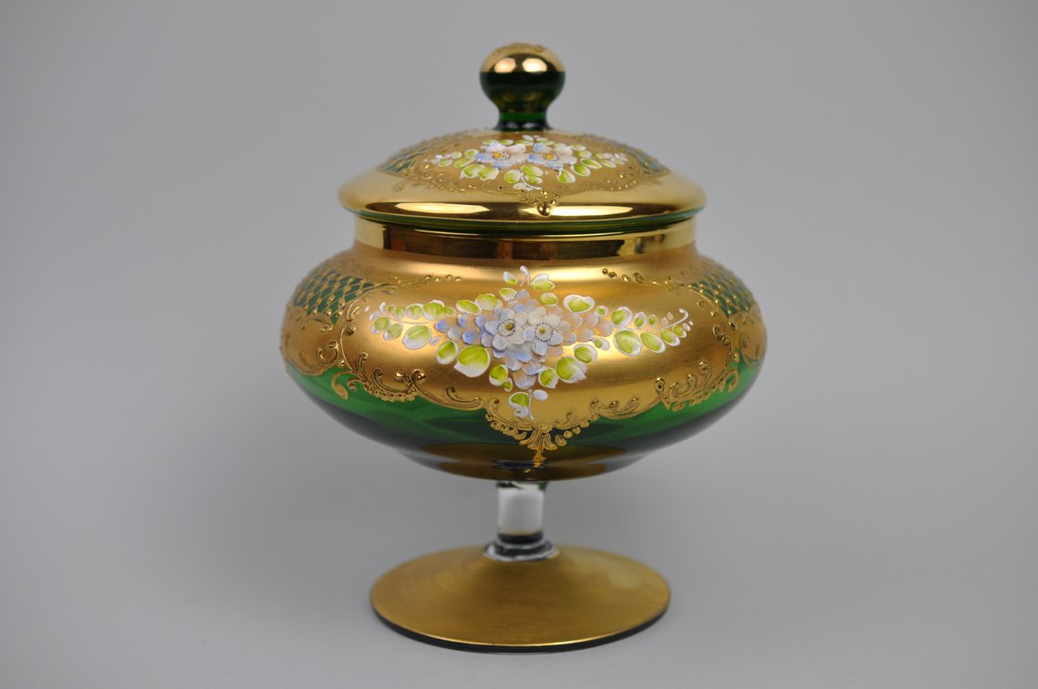 Tre Fuochi Gilded Glass Sugar Bowl