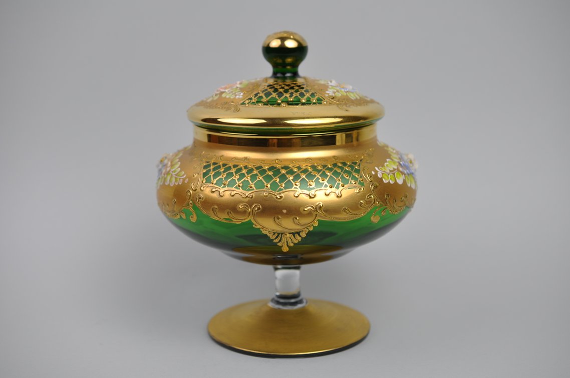 Tre Fuochi Gilded Glass Sugar Bowl