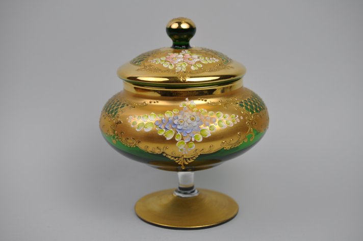 Tre Fuochi Gilded Glass Sugar Bowl