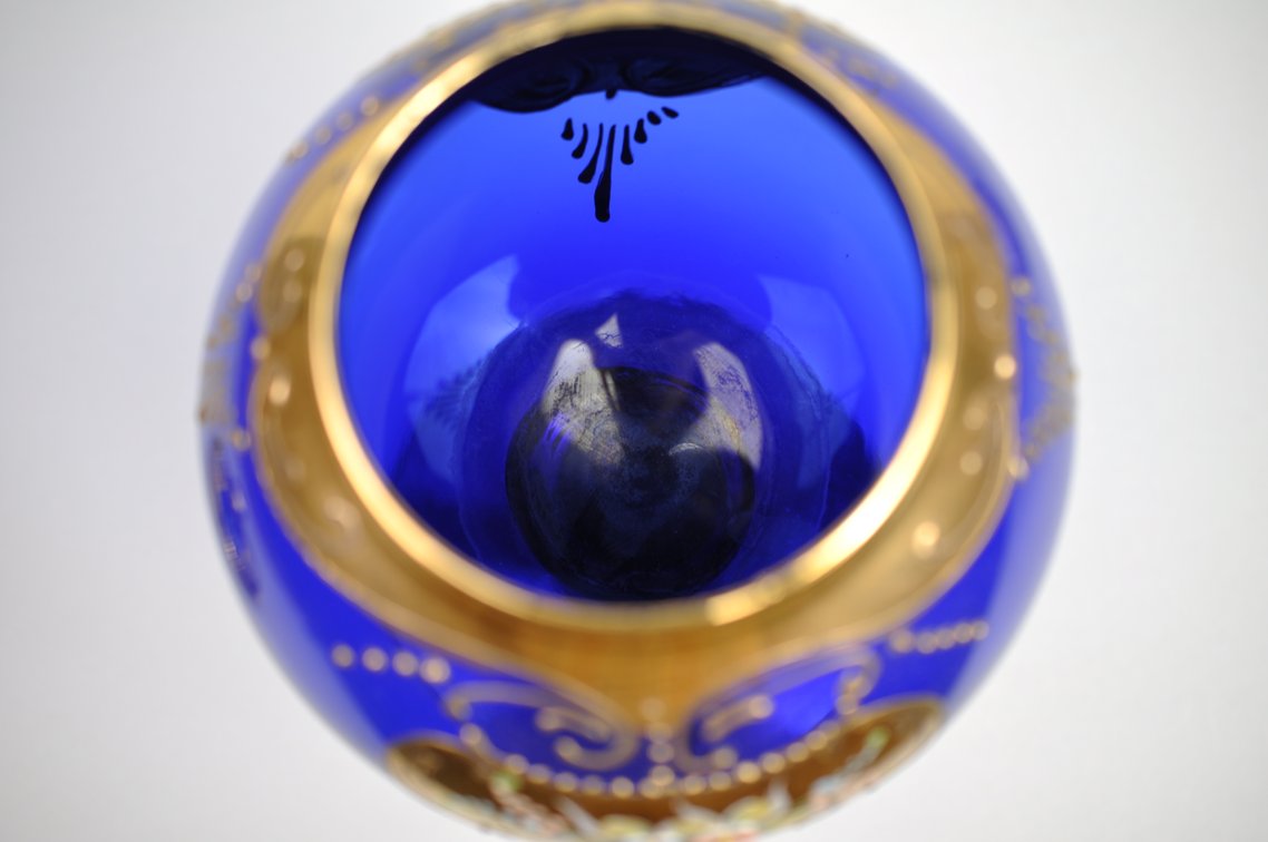 Bohemian Czech Cobalt Vase and Canister