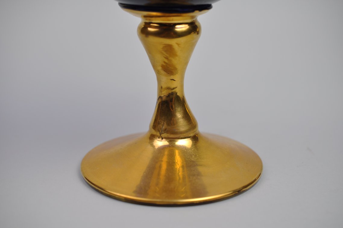 Bohemian Czech Cobalt Vase and Canister