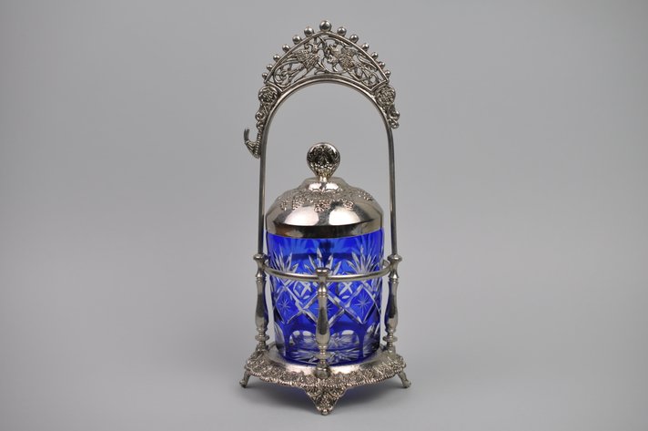 Pickle Castor with Cobalt Glass