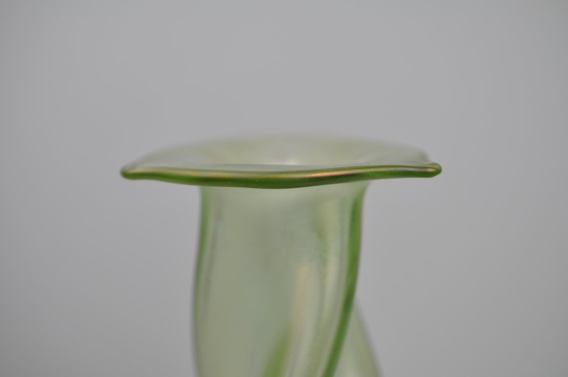 Loetz/Kralik Spiral Green Single Bud Vase