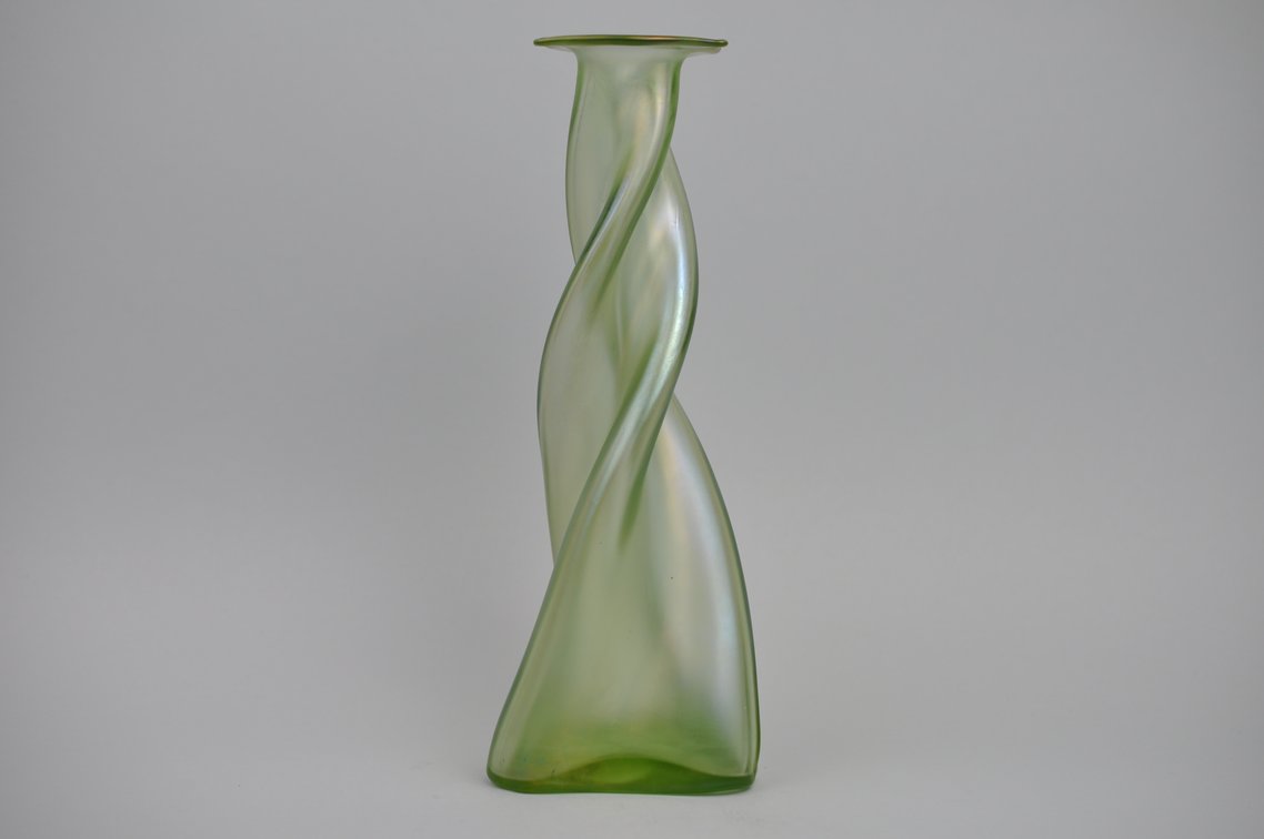 Loetz/Kralik Spiral Green Single Bud Vase