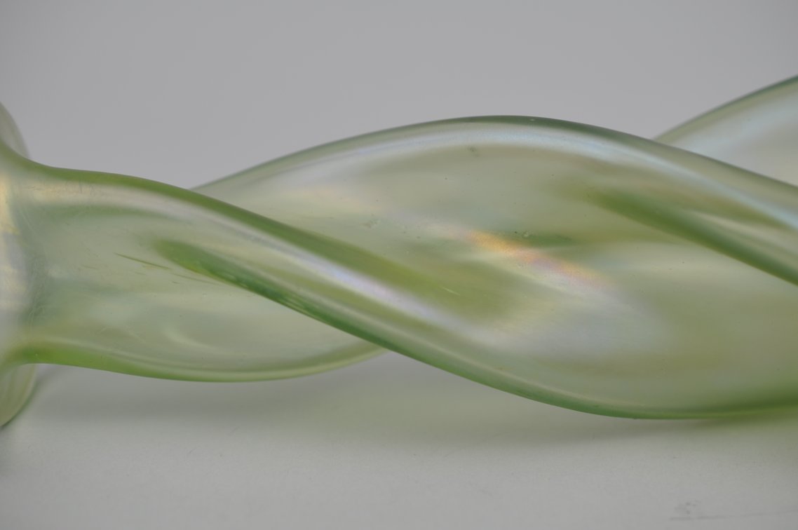 Loetz/Kralik Spiral Green Single Bud Vase