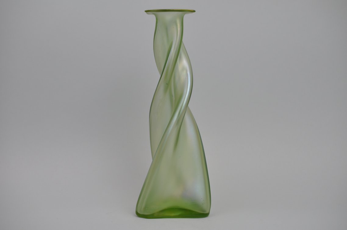 Loetz/Kralik Spiral Green Single Bud Vase