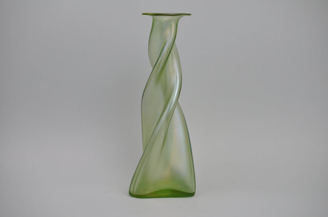 Loetz/Kralik Spiral Green Single Bud Vase