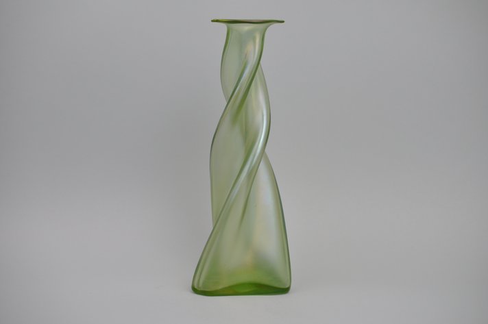 Loetz/Kralik Spiral Green Single Bud Vase
