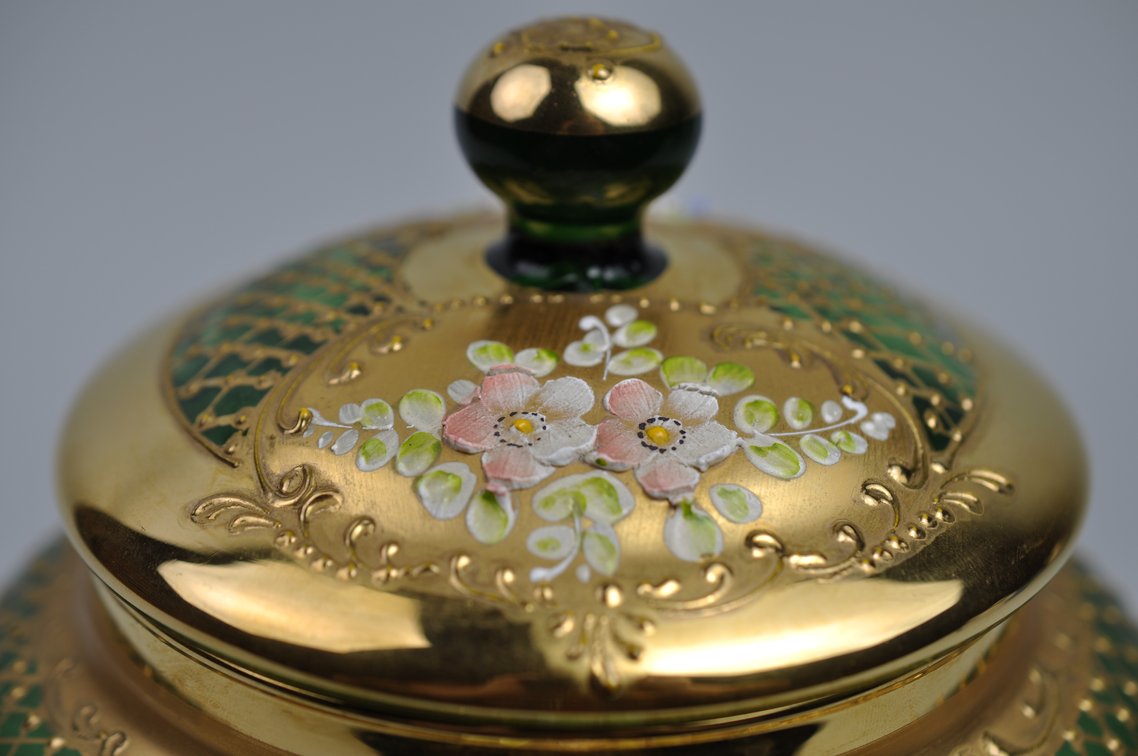 Tre Fuochi Gilded Glass Sugar Bowl
