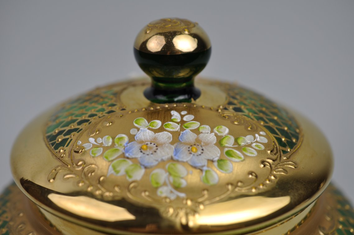 Tre Fuochi Gilded Glass Sugar Bowl