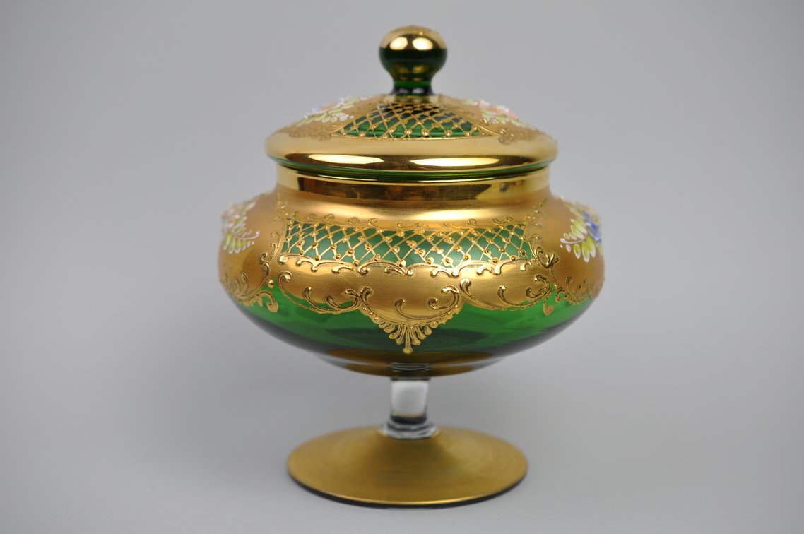 Tre Fuochi Gilded Glass Sugar Bowl