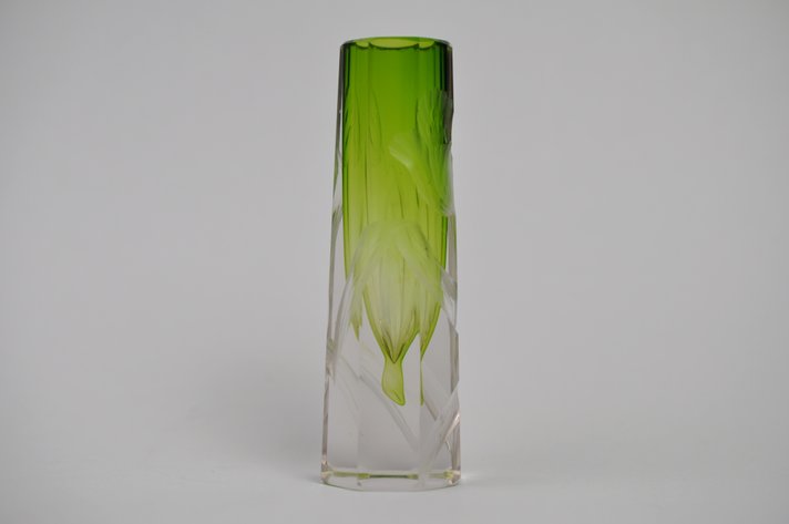 Moser Karlsbad Intaglio Cut Floral Vase