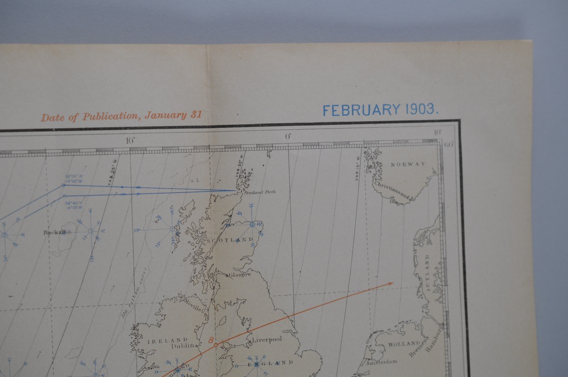 National Geographic Pilot Chart of the North Atlantic 1903
