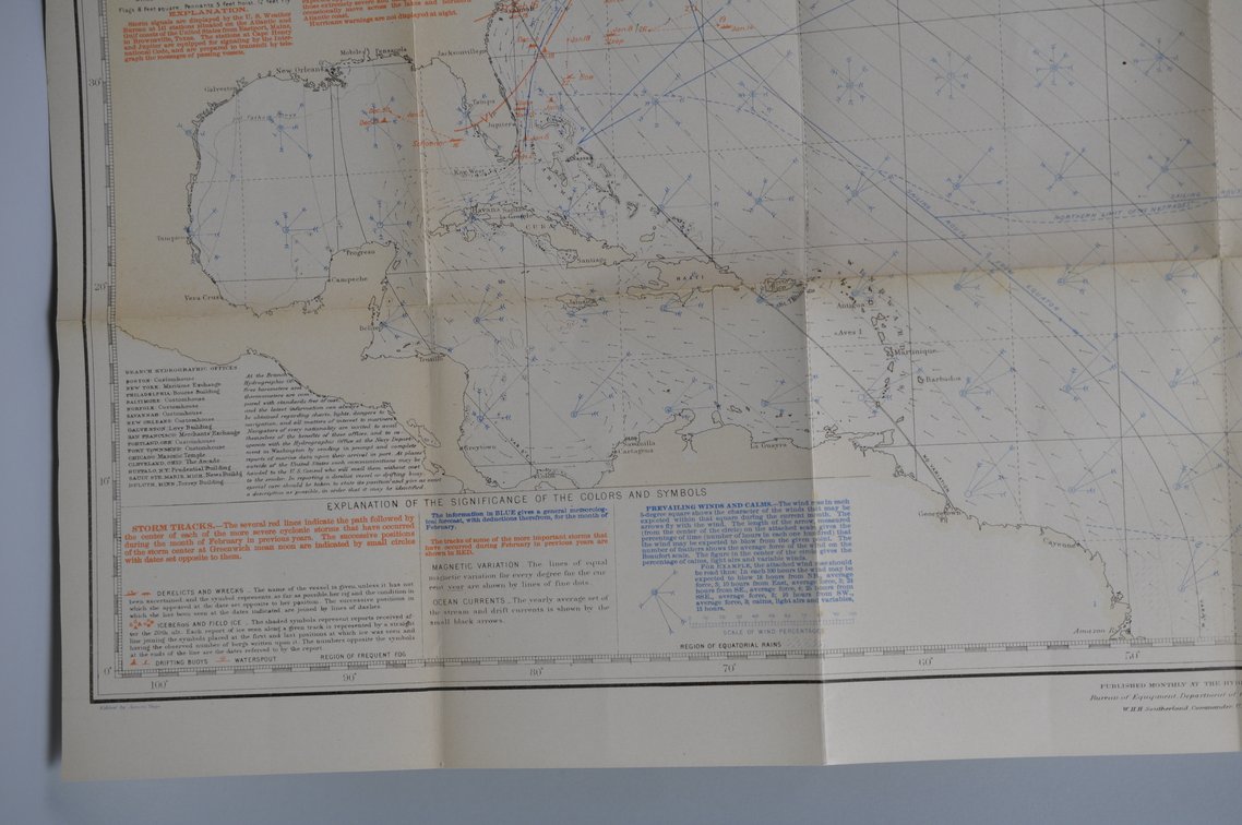 National Geographic Pilot Chart of the North Atlantic 1903