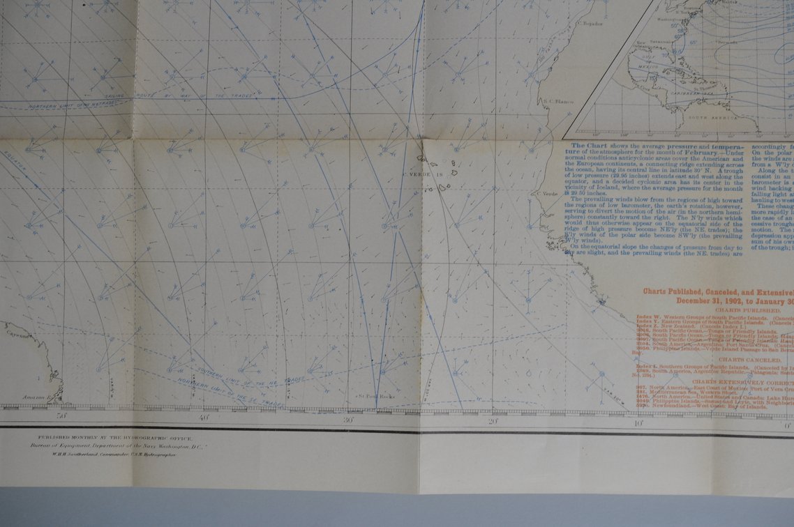 National Geographic Pilot Chart of the North Atlantic 1903