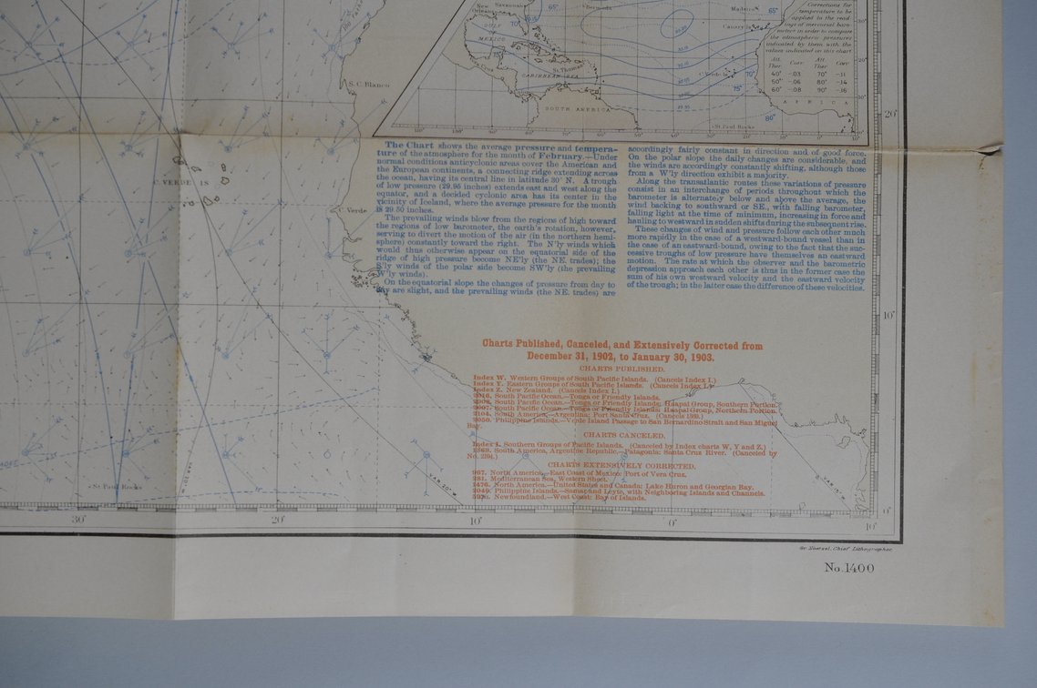 National Geographic Pilot Chart of the North Atlantic 1903