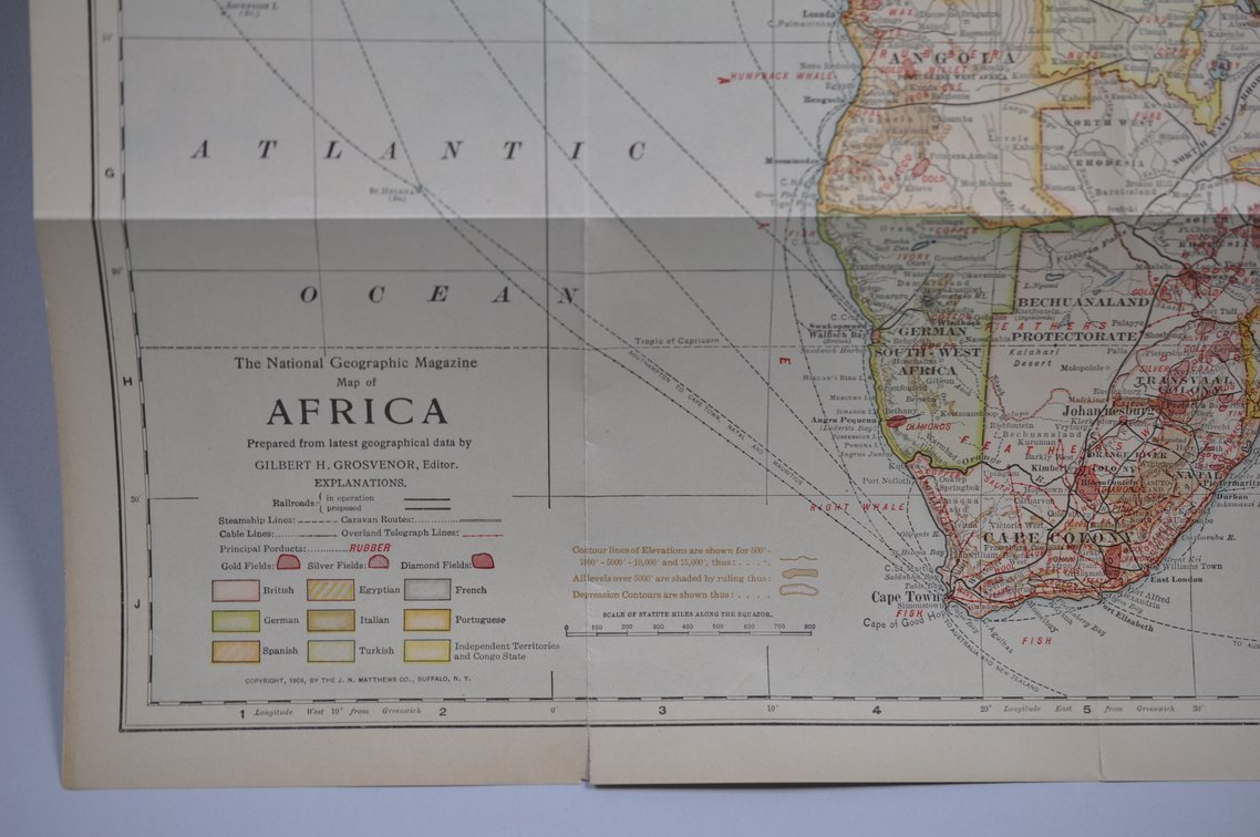 National Geographic Map of Africa 1909