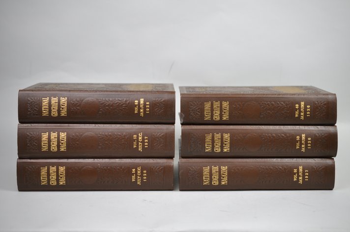 Vol. 49-54 National Geographic 1926-1928 Brown Leather Bound