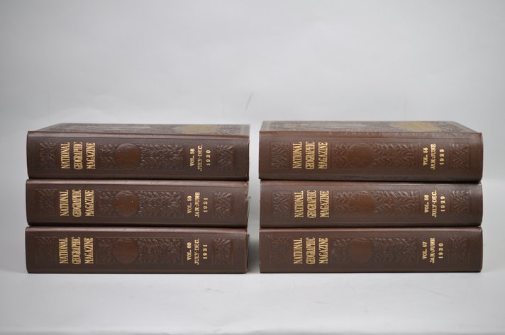 Vol. 55-60 National Geographic 1929-1931 Brown Leather Bound