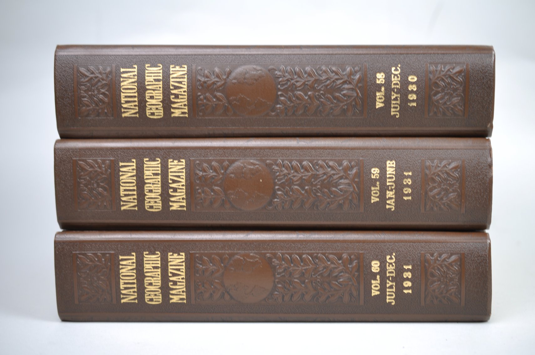 Vol. 55-60 National Geographic 1929-1931 Brown Leather Bound