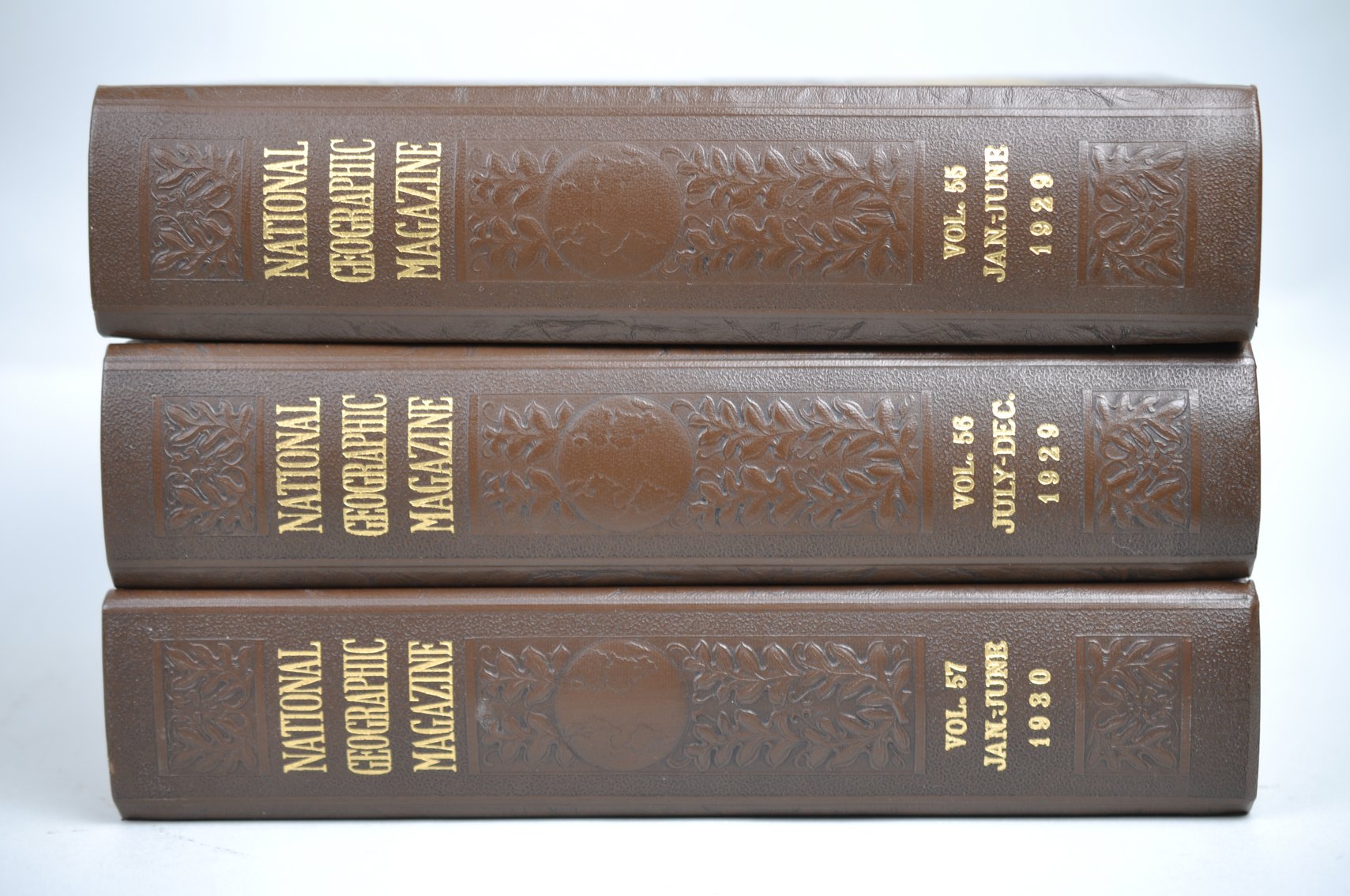 Vol. 55-60 National Geographic 1929-1931 Brown Leather Bound