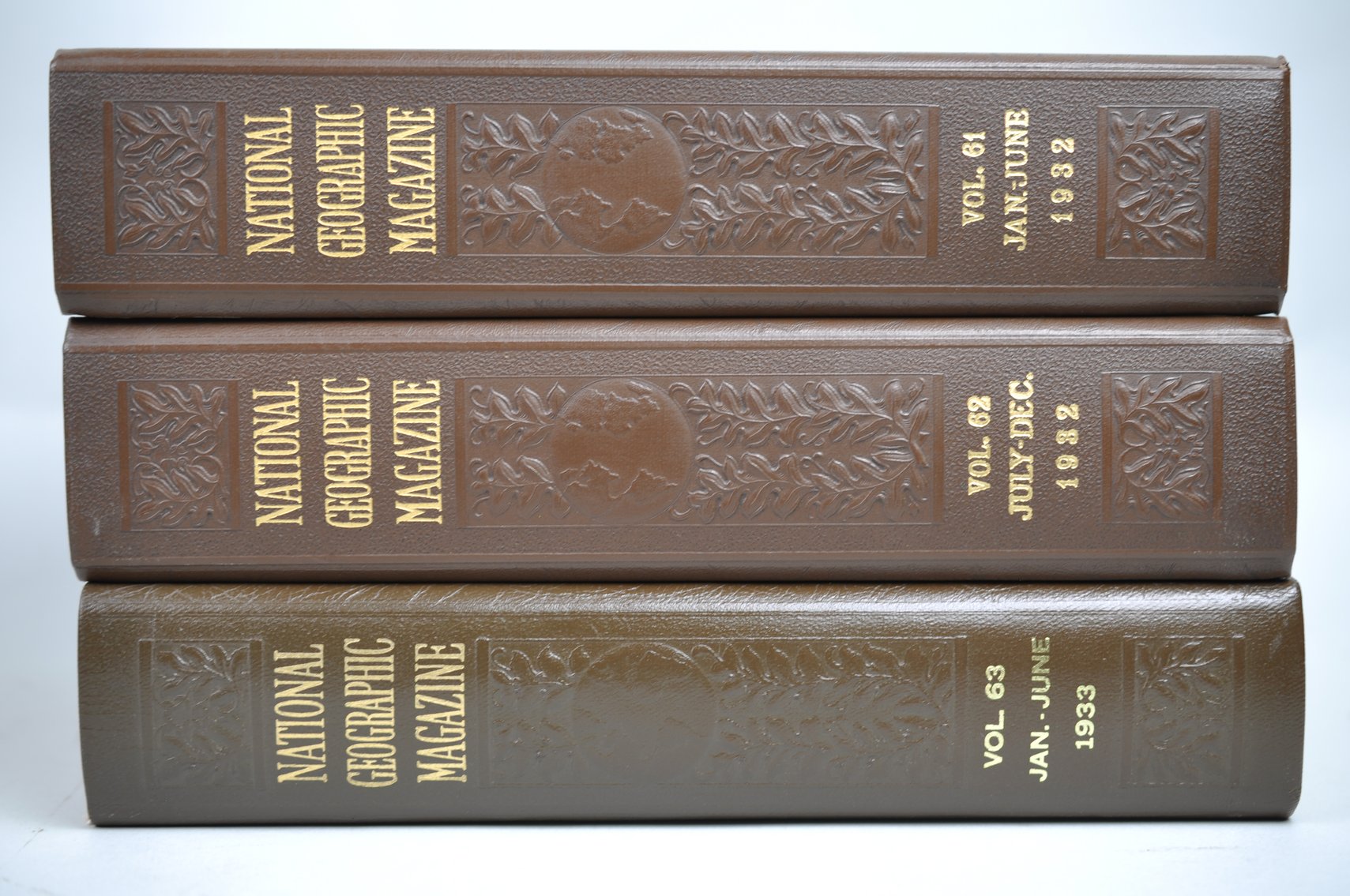Vol. 61-66 National Geographic 1932-1934 Brown Leather Bound
