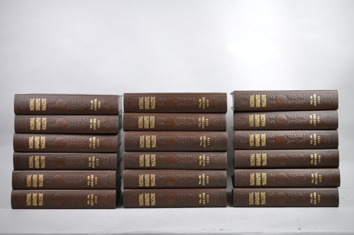Vol. 119-136 National Geographic 1961-1969 Brown Leather Bound