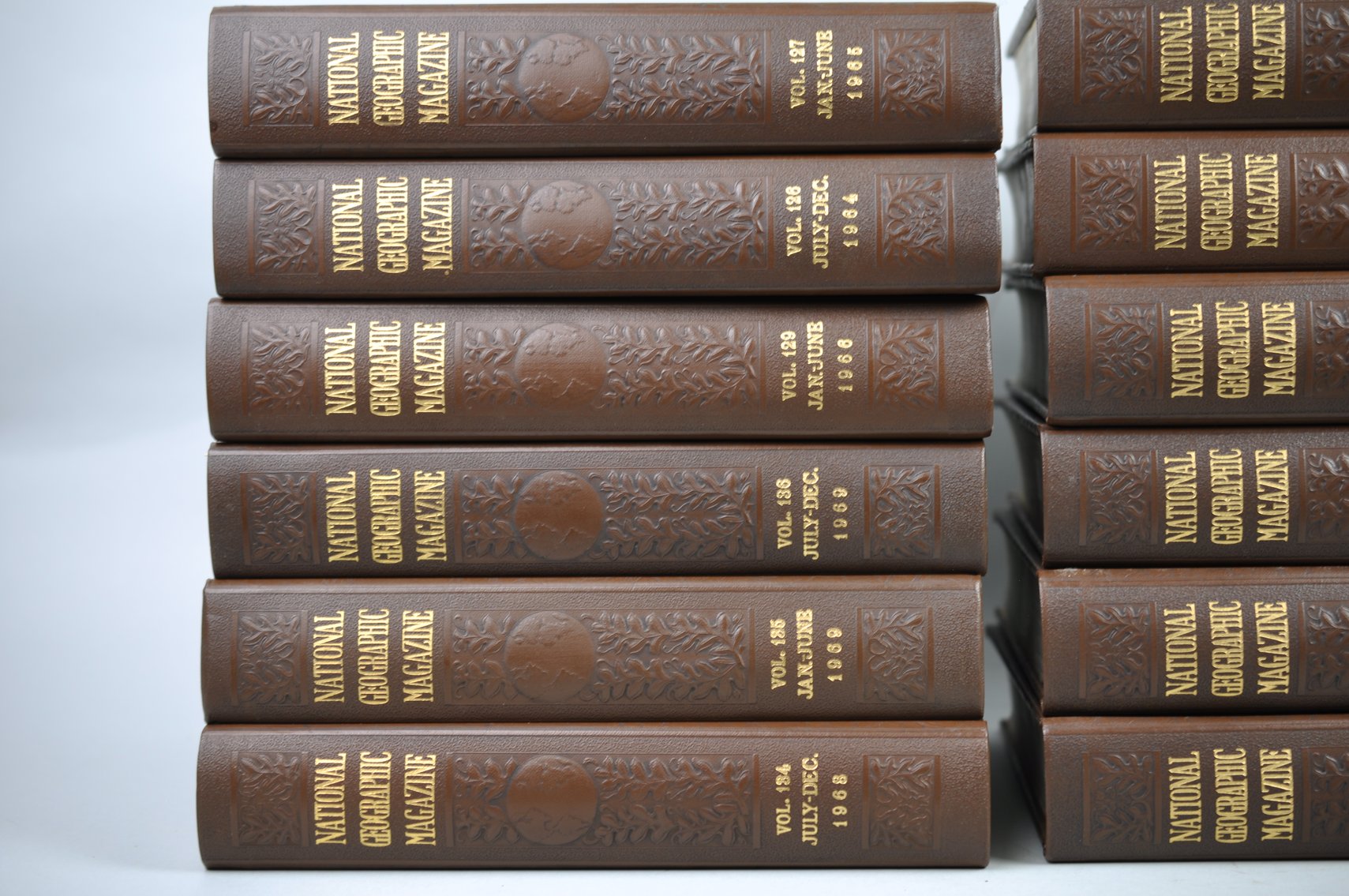 Vol. 119-136 National Geographic 1961-1969 Brown Leather Bound