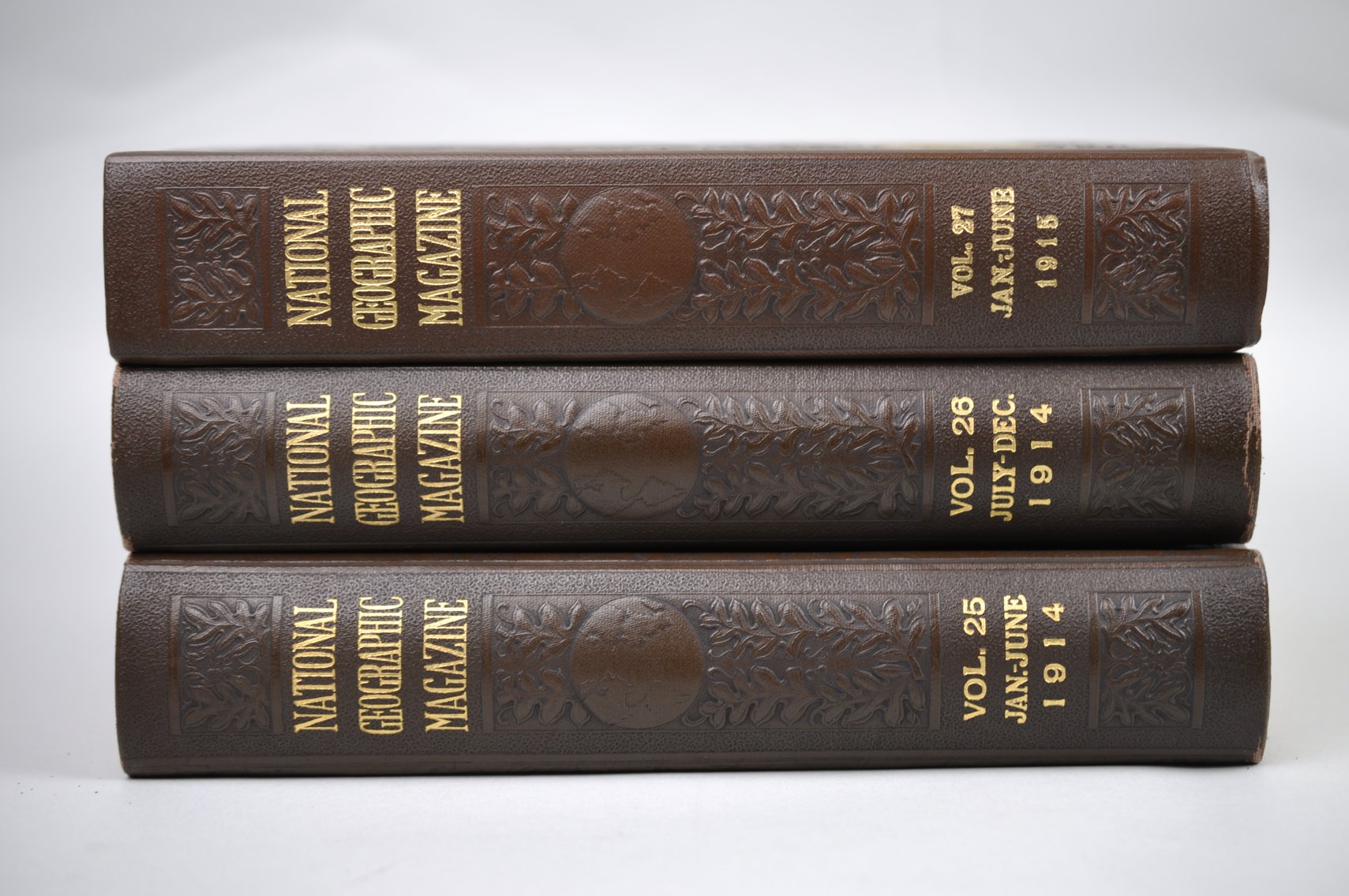 Vol. 25-30 National Geographic 1914-1916 Brown Leather Bound