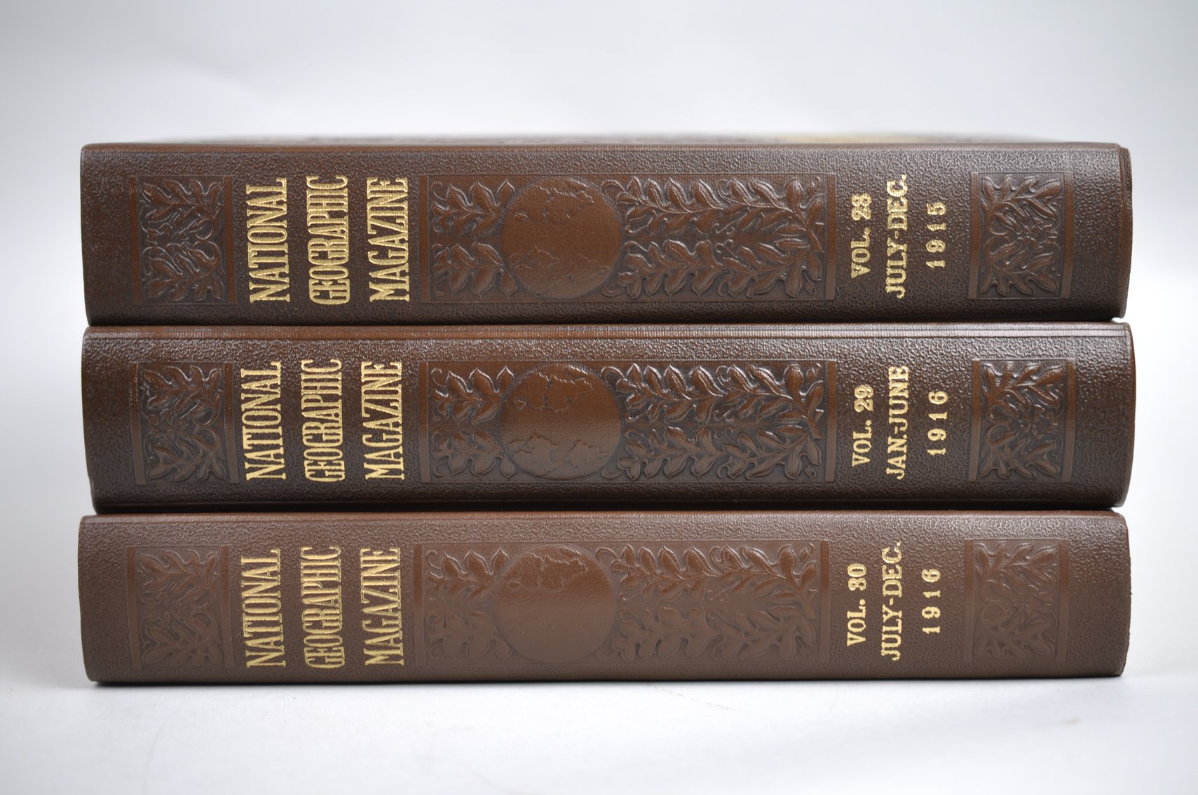 Vol. 25-30 National Geographic 1914-1916 Brown Leather Bound
