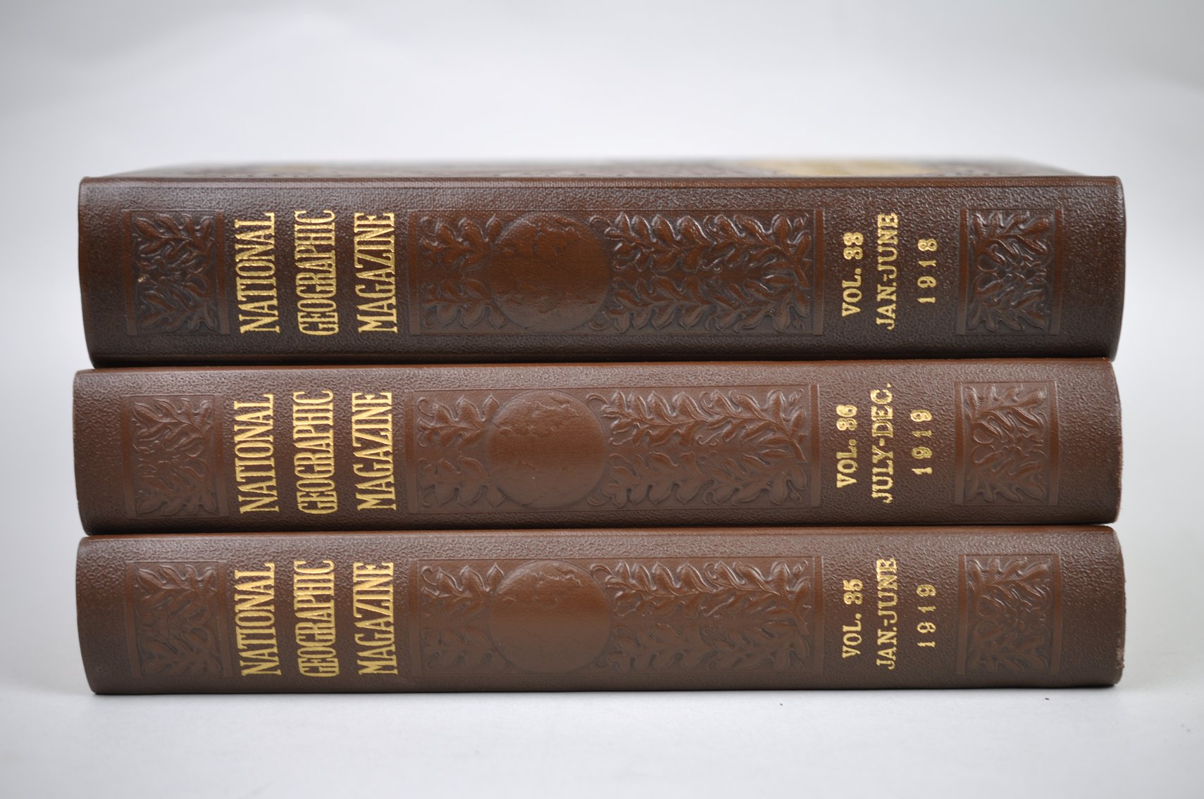 Vol. 31-36 National Geographic 1917-1919 Brown Leather Bound