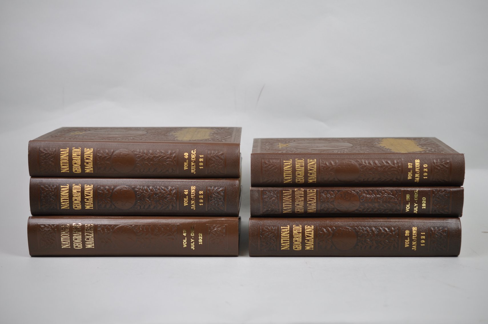 Vol. 37-42 National Geographic 1920-1922 Brown Leather Bound