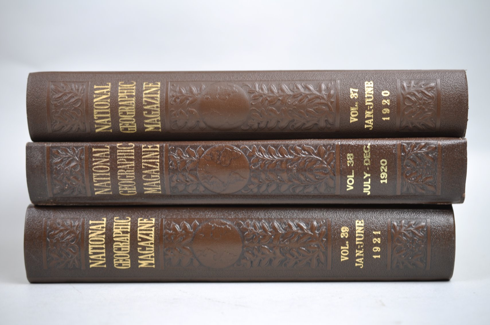 Vol. 37-42 National Geographic 1920-1922 Brown Leather Bound