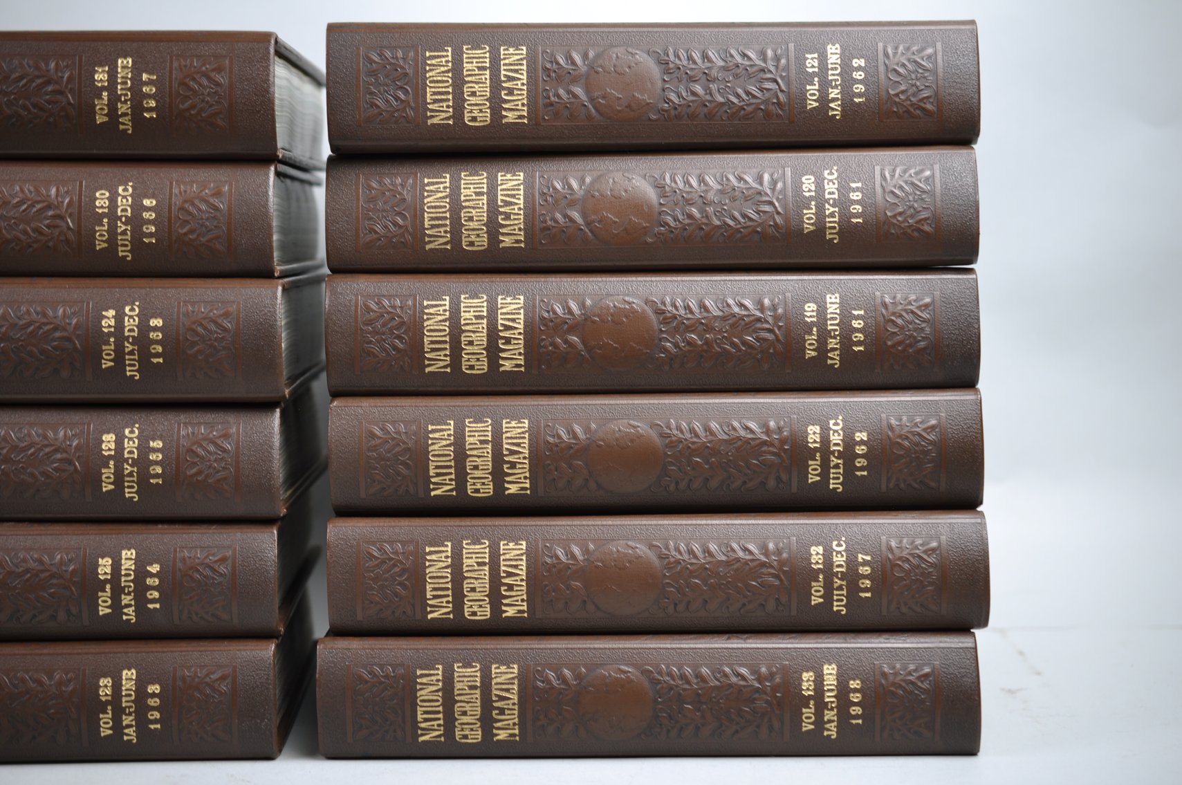 Vol. 119-136 National Geographic 1961-1969 Brown Leather Bound