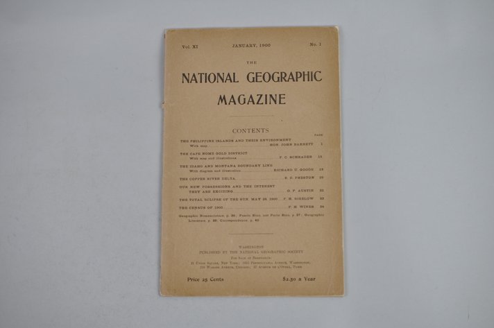 Vol. XI No. 1 – January 1900 National Geographic w/ Map