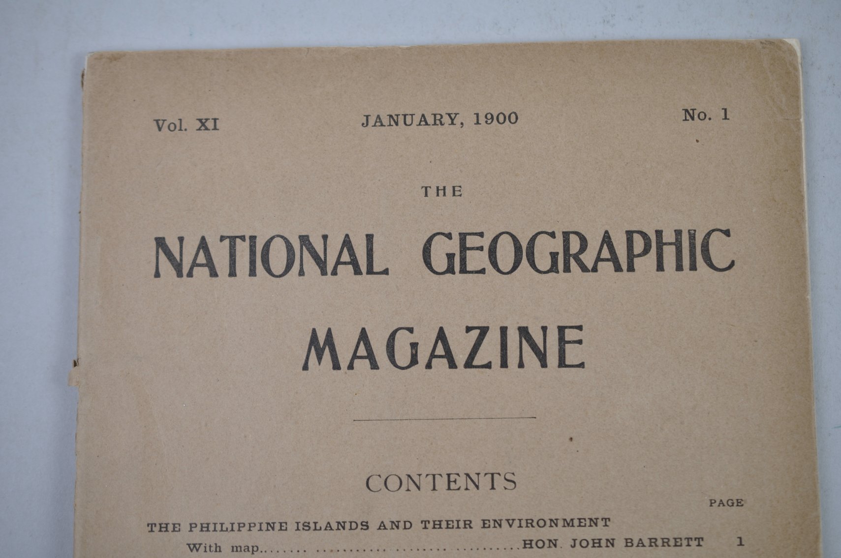 Vol. XI No. 1 – January 1900 National Geographic w/ Map