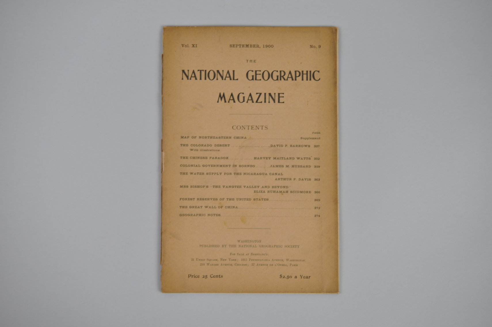 Vol. XI No.9 – September 1900 National Geographic