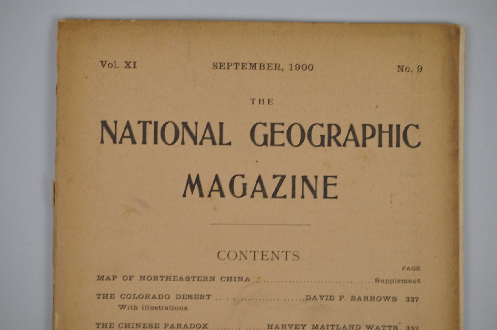 Vol. XI No.9 – September 1900 National Geographic