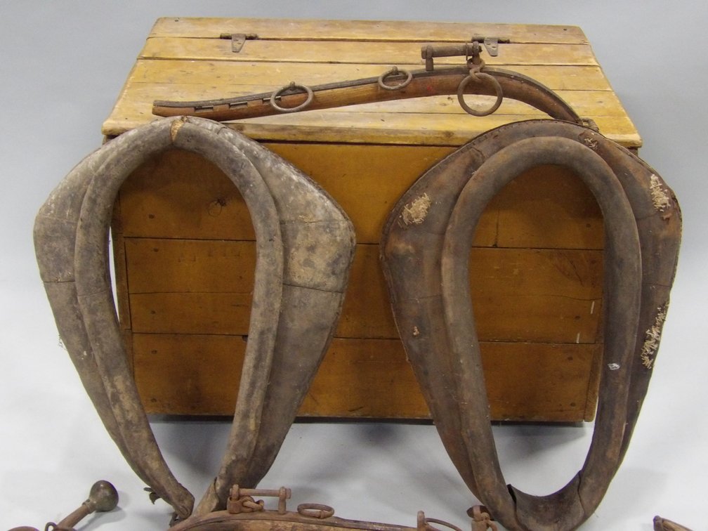 Horse Collar Harnesses, Hames, and Handmade Trunk